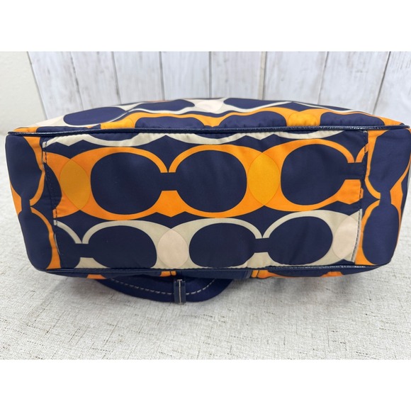 Coach Ashley Nylon Convertible Hobo Bag Navy Orange Y2K Shoulder Crossbody - Picture 6 of 10